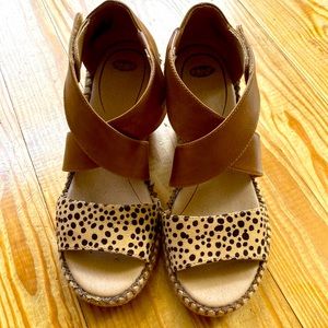 Leather and leopard wedges